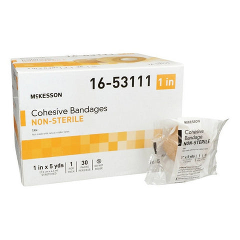 McKesson, Cohesive Bandage 1 Inch X 5 Yard Self-Adherent Closure Tan NonSterile 16-53111, Count of 1