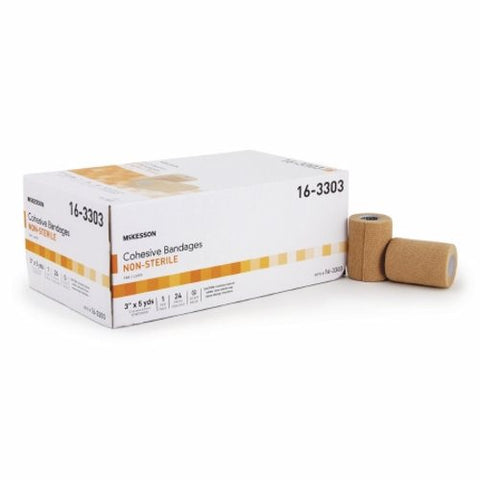 McKesson, Cohesive Bandage 3 Inch X 5 Yard Self-Adherent Closure Tan 16-53313, Count of 24
