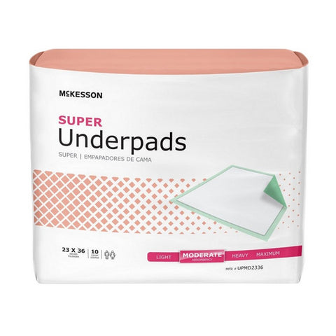 McKesson, Disposable Underpad 23 X 36 Inch Fluff Polymer Moderate Absorbency UPMD2336, Count of 10