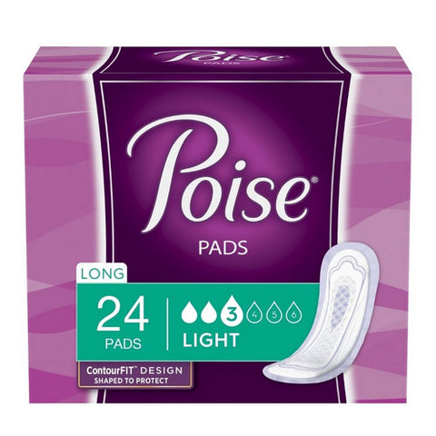 Kimberly Clark, Bladder Control Pad Poise  Long Length Light Absorbency Absorb-Loc  Core One Size Fits Most Adult Fe, Pack Of 24