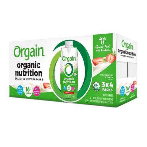Orgain, Organic Nutritional Shake Strawberries And Cream Flavor Liquid Oral Supplement, Count of 12