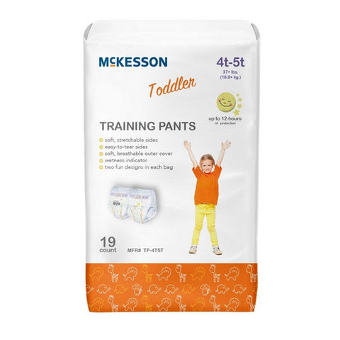 McKesson, Unisex Toddler Training Pants Pull On with Tear Away Seams Size 4T to 5T Disposable, Count of 4
