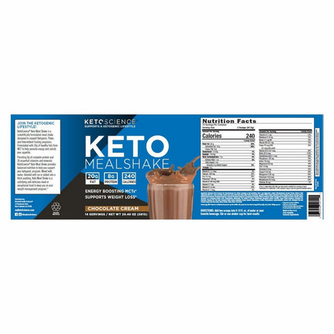 Keto Science, Ketogenic Meal Shake Chocolate Cream, 20.7 Oz