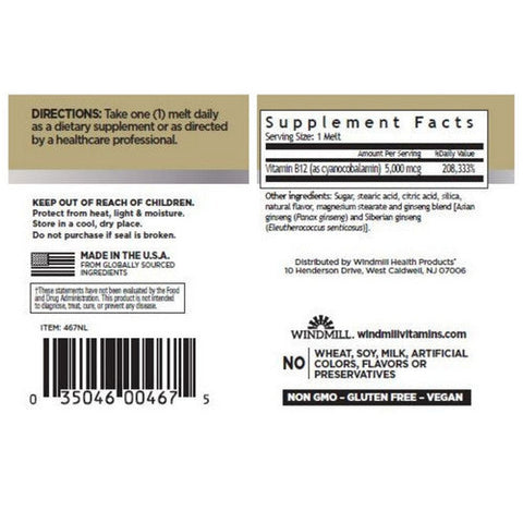 Windmill Health, Vitamin B-12, 1000 Mcg, 60 Count Windmill Health