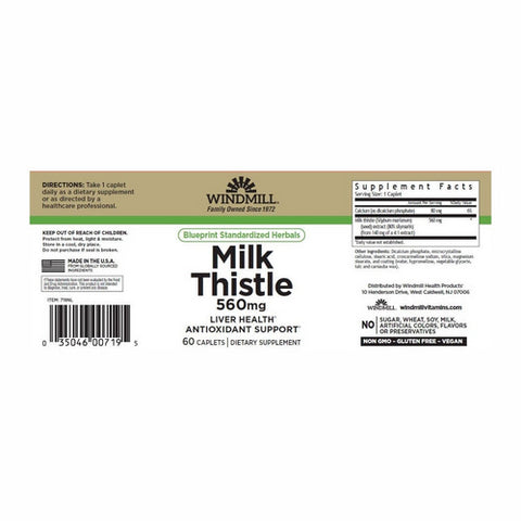 Windmill Health, Milk Thistle, 560mg, 60 Tabs