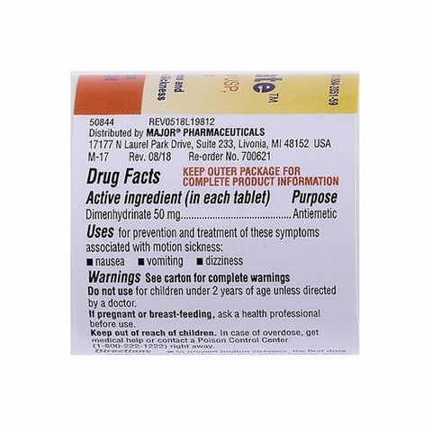 Major Pharmaceuticals, Driminate, 50 mg, 100 Tabs