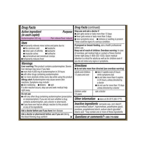Good Sense, Extra Strength Pain Relief Acetaminophen, 500 Mg, 50 Caplets Good Sense