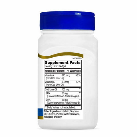 21st Century, Norwegian Cod Liver Oil, 400 mg, 110 Softgels