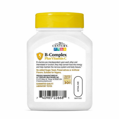 21st Century, Vitamin B-Complex Plus Vitamin C, 100 Count