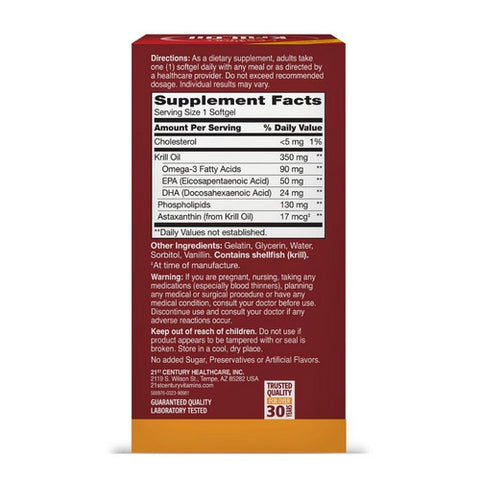 21st Century, Krill Oil, 350 mg, 60 Softgels