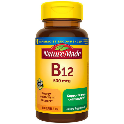 Nature Made, Vitamin B-12, 500mcg, 100 Tabs