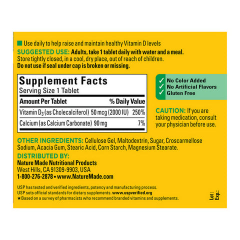 Nature Made, Vitamin D, 2000 IU 220 Tabs