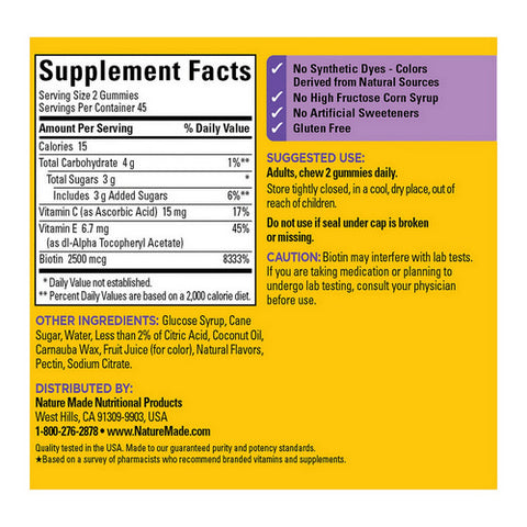 Nature Made, Adult Gummies Hair, Skin & Nails, 90 Gummies