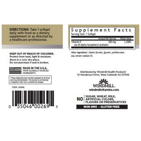Windmill Health, Vitamin E 400, 90 Softgels Windmill Health