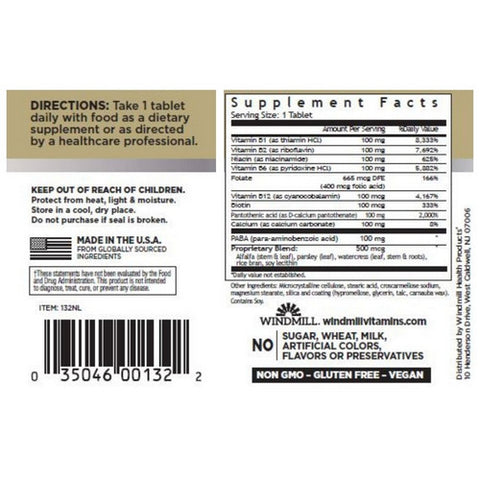 Windmill Health, Vitamin B Complex Super, 60 Tabs