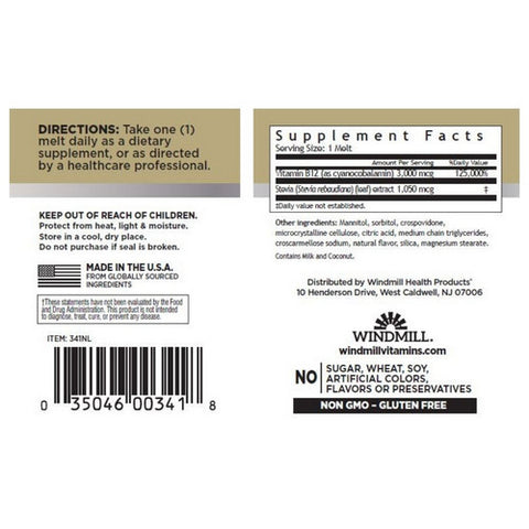 Windmill Health, Vitamin B12, 3000mcg, 60 Tabs