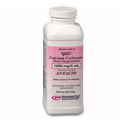 Quality Value, Calcium Carbonate Oral Suspension, 1250mg, 16 Oz