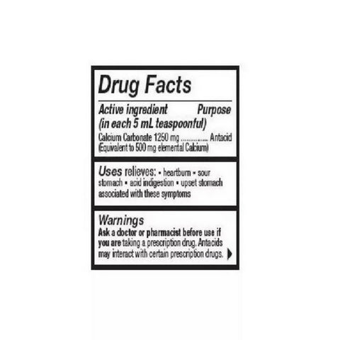 Quality Value, Calcium Carbonate Oral Suspension, 1250mg, 16 Oz