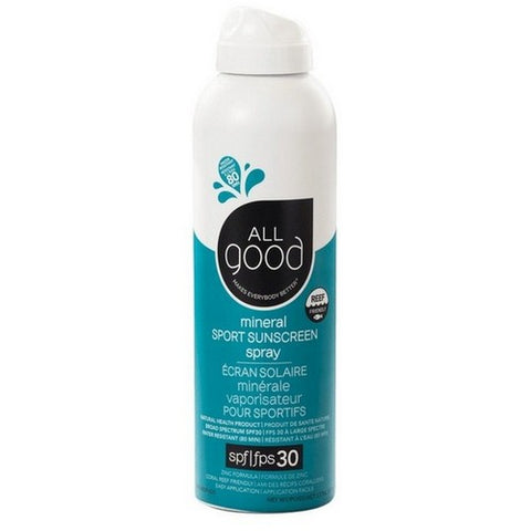 All Good, Sport Sunscreen Spray SPF 30, 6 Oz