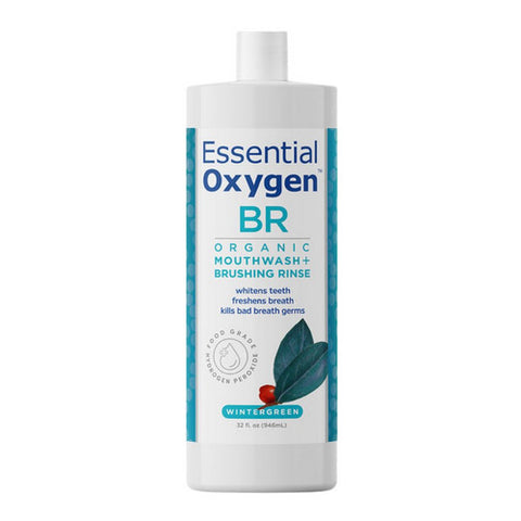 Essential Oxygen, BR Organic Mouthwash Brushing Rinse Wintergreen, Wintergreen 32 Oz