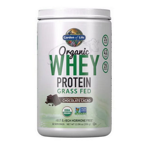 Garden of Life, Organic Whey Protein Grass fed Powder, Chocolate, 13.96 Oz