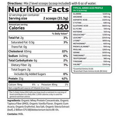 Garden of Life, Organic Whey Protein Grass fed Powder, Vanilla, 13.33 Oz Garden of Life