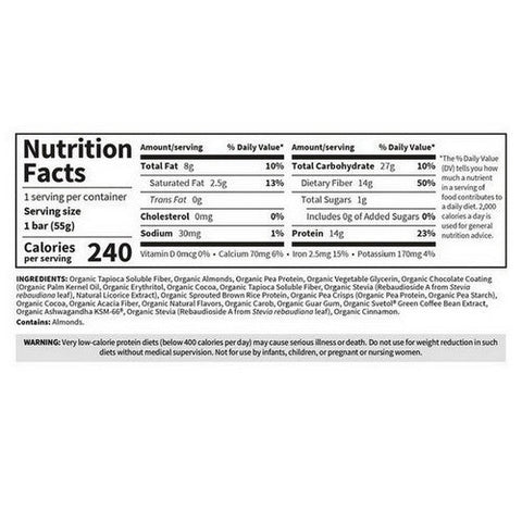 Garden of Life, Organic Fit Bar Chocolate Almond Brownie, 12 Count Garden of Life