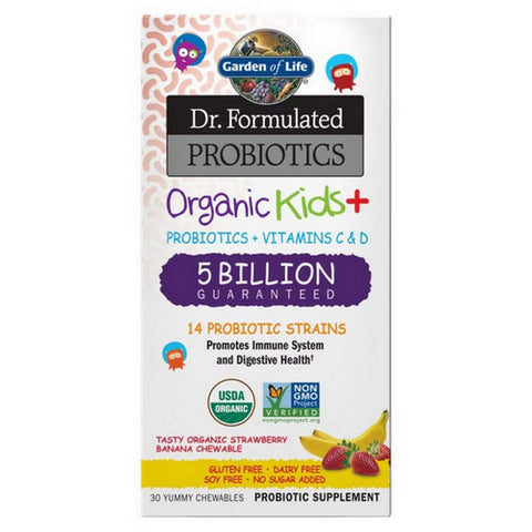 Garden of Life, Dr. Formulated Probiotics Organic Kids Strawberry Banana Cool, 30 Chewable Tabs