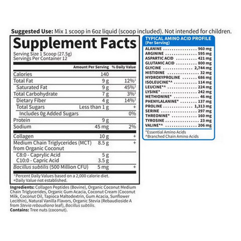 Garden of Life, Grass Fed Collagen Creamer Vanilla Powder, Vanilla, 330 Grams