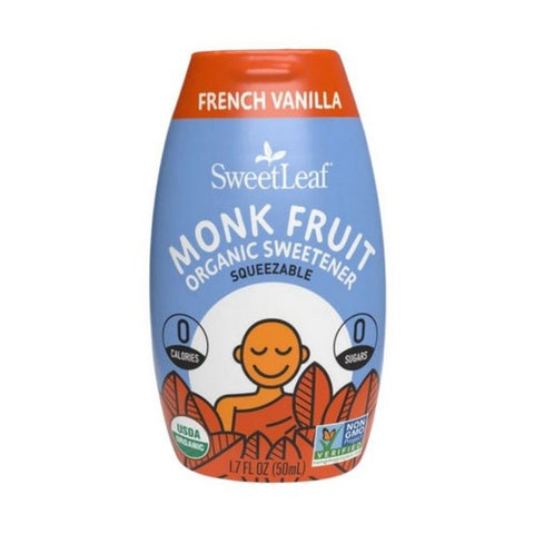 Sweetleaf Stevia, Organic Monk Fruit Sweetener Squeezable French Vanilla, 1.7 Oz