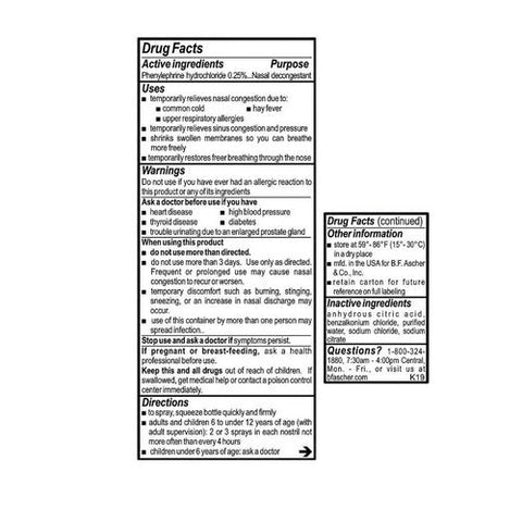 B.F. Ascher and Company, Neo Synephrine Nasal Spray, 15 ml B.F. Ascher and Company