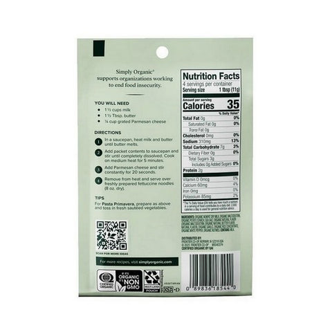 Simply Organic, Alfredo Sauce Mix, 1.48 Oz(Case Of 12)