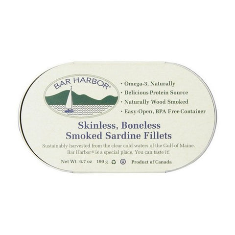 Bar Harbor, Skinless Boneless Smoked Sardine Fillets, 6.7 Oz(Case Of 12)