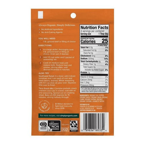 Simply Organic, Organic Southwest Taco Seasoning Mix, 1.13 Oz(Case Of 12)