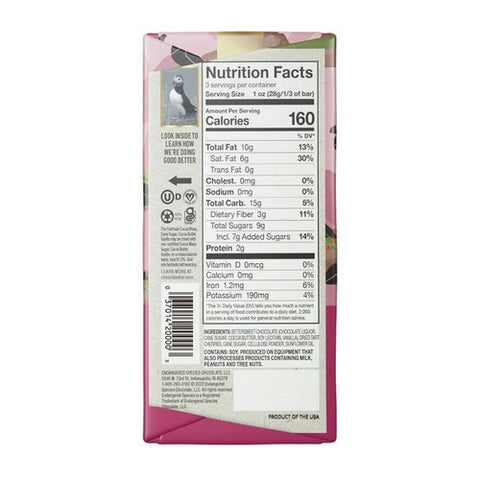 Endangered Species, Vibrant Cherries Dark Chocolate Bar, 3 Oz(Case Of 12)