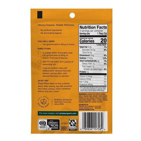 Simply Organic, Organic Mild Taco Seasoning Mix, 1 Oz(Case Of 12)