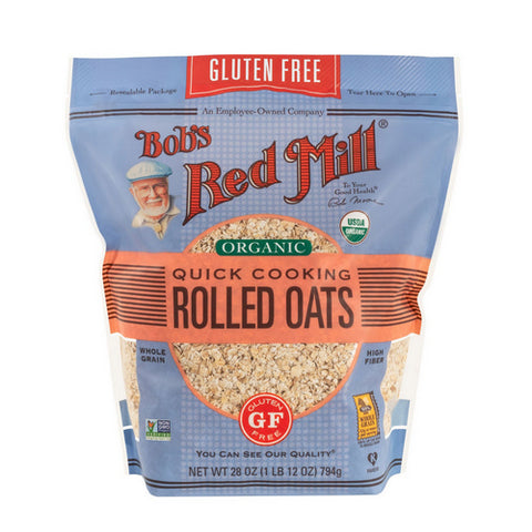 Bobs Red Mill, Organic Quick Cooking Rolled Oats Grain Free, 28 Oz(Case Of 4)