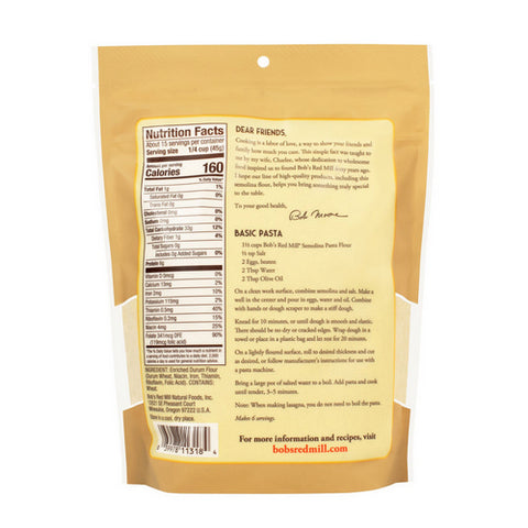 Bobs Red Mill, Semolina Flour, 24 Oz(Case Of 4)