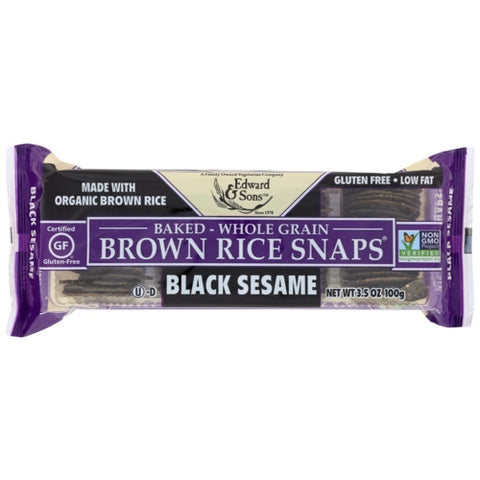 Edward And Sons, Black Sesame Brown Rice Snaps Gluten Free, 3.5 Oz(Case Of 12)
