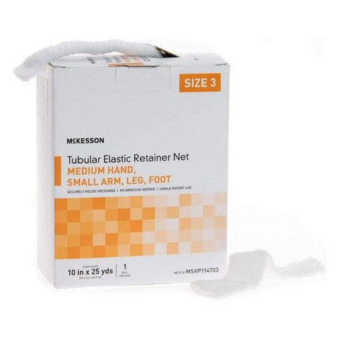 McKesson, Tubular Elastic Retainer Dressing White Medium Hand And Small Arm Leg Foot NonSterile Size 3, Box Of 1 McKesson