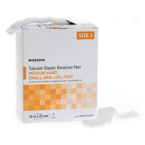 McKesson, Tubular Elastic Retainer Dressing White Medium Hand And Small Arm Leg Foot NonSterile Size 3, Box Of 1