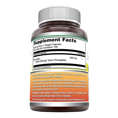 Amazing Nutrition, Amazing Formulas Bromelain, 500 mg - 2400 GDU, 120 Veg Caps Amazing Nutrition