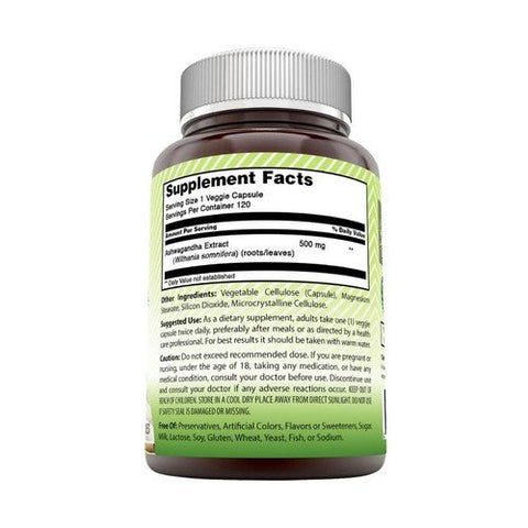 Amazing Nutrition, Amazing India Ashwagandha Extract, 500 mg, 120 Veg Caps Amazing Nutrition