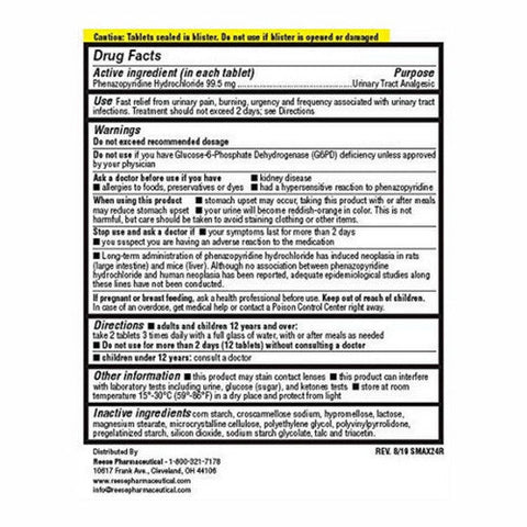 Reese, Maximum Strength Urinary Pain Relief, 12 Tabs Reese