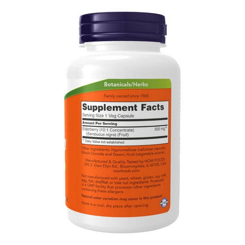 Now Foods, Elderberry, 500 mg, 120 Veg Caps Now Foods