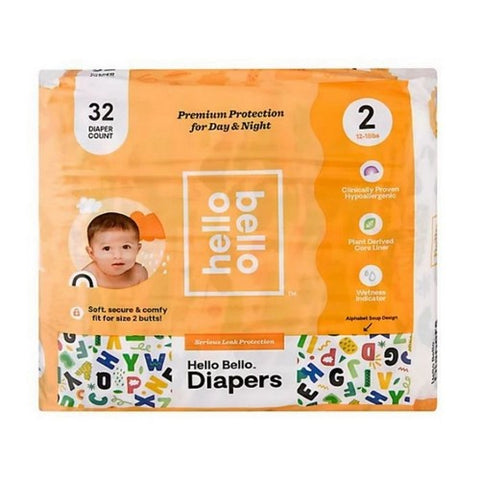 Hello Bello, Diapers Alphabet Soup Size 2 (12-18 Lbs), 32 Count