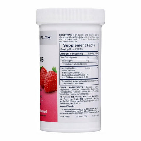 American Health, Daily Chewable Tablet Acidophilus Live Cultures Strawberry, (1 Billion), Natural Strawberry 60 Tabs
