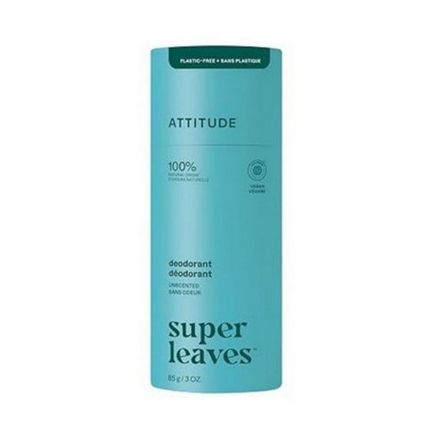 Attitude, Super Leaves Deodorant Unscented, 3 Oz
