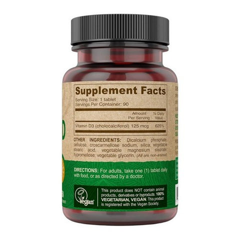 Deva Nutrition, Vegan Vitamin D3 5000 IU, 125 Mcg, 90 Tabs
