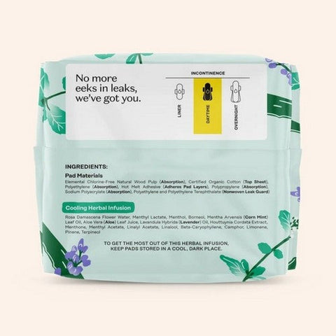 The Honey Pot, 100% Organic Cotton Cover Incontinence Non-Herbal Daytime Pads, 16 Count The Honey Pot